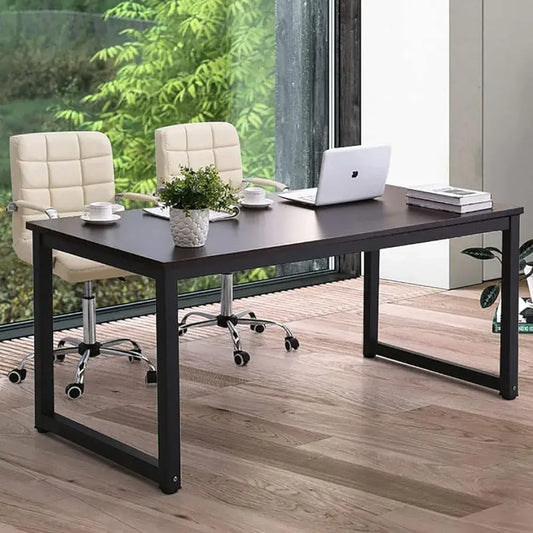 Computer Desk 63 inch Large Office Desk  Study Table for Home Workstation Wide Metal Sturdy Frame Thicker Steel Legs, Black.