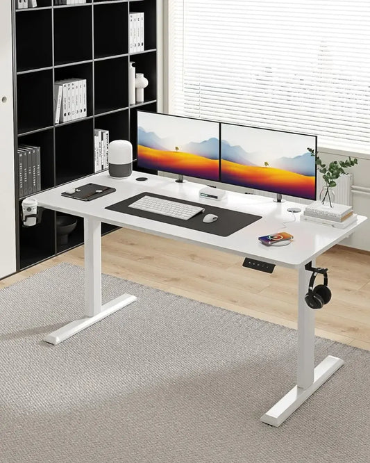 Electric Standing Desk 55 Inch, Ergonomic Height Adjustable Table with T-Shaped Metal Bracket Modern Computer Workstations for